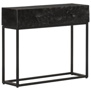 Fekete tömör mangófa és vas tálalóasztal 90 x 30 x 76 cm