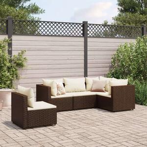 Polyrattan Kerti Ülőgarnitúra - 5 részes - Barna