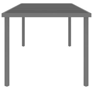 Antracitszürke acél és üveg kültéri étkezőasztal 220 x 90 x 75 cm