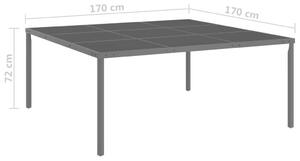 VidaXL antracitszürke acél és üveg kültéri étkezőasztal 170 x 170