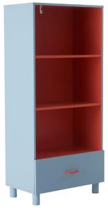 Jotex Kék és piros lakkozott gyermek könyvespolc BIBBI 131 x 60 cm