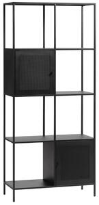 Fekete fém könyvespolc Unique Furniture Malibu 180 x 80 cm
