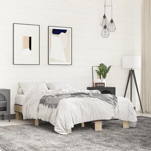 Sonoma tölgyszínű szerelt fa és fém ágykeret 120 x 200 cm