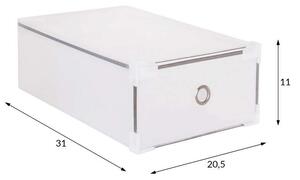 Cipőtartó doboz nyitható fiókkal, moduláris cipőrendező 31x20,5x11 cm