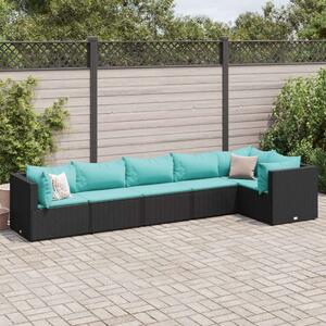 VidaXL Polyrattan Kerti Ülőgarnitúra - 6 részes - Fekete