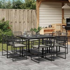 VidaXL Polyrattan Kerti Étkezőgarnitúra - 9 részes - Fekete