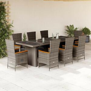 VidaXL 9 Személyes Polyrattan Kerti Étkezőgarnitúra - Szürke