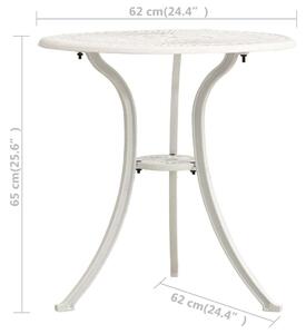 VidaXL fehér öntött alumínium kerti asztal 62 x 62 x 65 cm