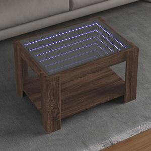 Barna tölgy szerelt fa dohányzóasztal LED-del 73 x 53 x 45 cm