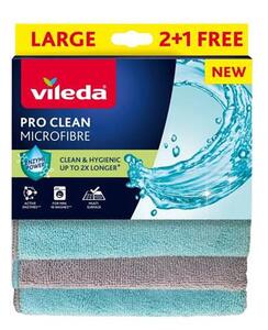 Törlőkendő, mikroszálas, 2+1 db, VILEDA Pro Clean, kék-szürke (KHTV75)