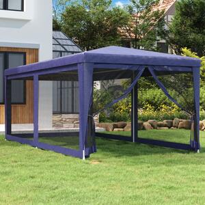 VidaXL kék HDPE rendezvénysátor 6 hálós oldalfallal 3 x 6 m