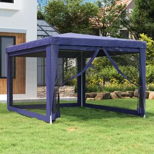 VidaXL kék HDPE rendezvénysátor 4 hálós oldalfallal 3x4 m