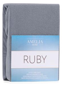 Ruby Steel szürke kétszemélyes gumis lepedő, 220-240 x 220 cm - AmeliaHome