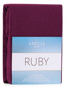 Ruby Dark Cherry sötét bordó kétszemélyes gumis lepedő, 200-220 x 200 cm - AmeliaHome