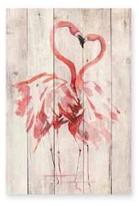 Love Flamingo fali dekoráció borovi fenyőből, 60 x 40 cm - Madre Selva