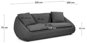 Safira sötétszürke kanapé, 220 cm - Kave Home