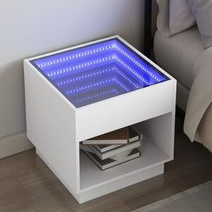Fehér végtelen hatású LED-es éjjeliszekrény 50 x 50x 50 cm