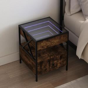 VidaXL füstös tölgy végtelen hatású LED-es éjjeliszekrény 40x40x51 cm