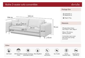 Rothe világos szürke kinyitható kanapé, 256 cm - devichy