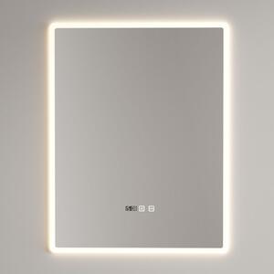 Welland LED tükör - fényerő + színhőfok szabályozás + óra + páramentesítő - 70 x 90 cm 04B01