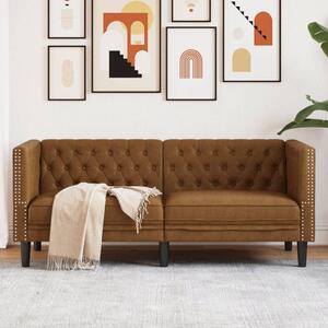 2 személyes barna műbőr Chesterfield kanapé