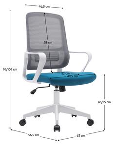 KONDELA Irodai szék, szürke/petróleumzöld/fehér, SALOMO TYP 1