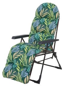 Patio Samar Plus összecsukható kerti szék lábtartóval zöld levelek