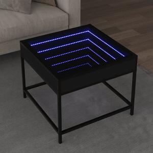 Fekete végtelen hatású LED-es dohányzóasztal 50 x 50 x 41 cm