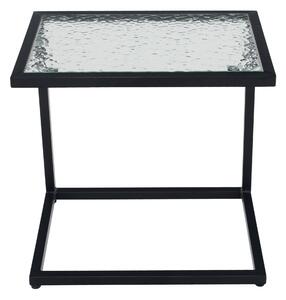 KONDELA Kerti asztalka, fekete acél/edzett üveg, SELKO