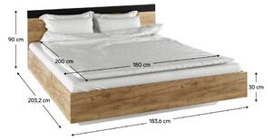 KONDELA Dupla ágy, 180x200, tölgy artisan/antracit, GABRIELA