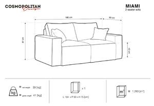 Miami sárga kanapé, 180 cm - Cosmopolitan Design