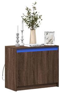 Barna tölgy színű szerelt fa tálalószekrény LED-del 72x34x61 cm