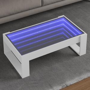 Fehér végtelen hatású LED-es dohányzóasztal 90 x 53 x 30 cm