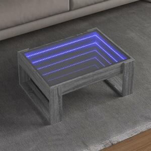 Szürke sonoma végtelen hatású LED-es dohányzóasztal 70x53x30 cm