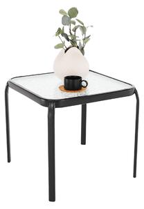 KONDELA Kerti kisasztal, fekete acél/edzett üveg, RAMOL