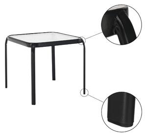 KONDELA Kerti kisasztal, fekete acél/edzett üveg, RAMOL