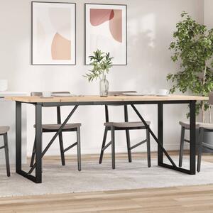 Tömör fenyőfa és acél étkezőasztal O-vázzal 180x90x75,5 cm