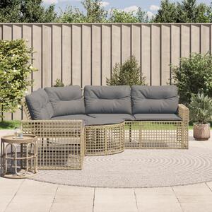 VidaXL L-alakú bézs polyrattan kerti kanapé párnákkal és lábtartóval