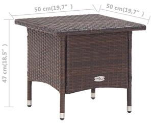 VidaXL barna polyrattan teázóasztal 50 x 50 x 47 cm