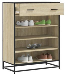 Sonoma tölgy színű szerelt fa és fém cipőszekrény 75x38x97,5 cm