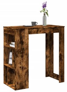 Füstös tölgy szerelt fa bárasztal tárolókkal 102x50x103,5 cm
