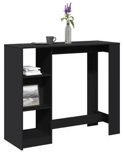 Fekete szerelt fa bárasztal polccal 124 x 46 x 103,5 cm