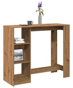 Kézműves tölgy szerelt fa bárasztal polccal 124 x 46 x 103,5 cm