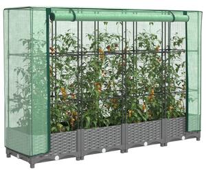 Rattan megjelenésű magaságyás melegháztakaróval 160x40x123 cm