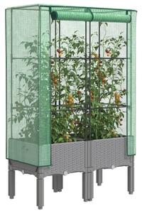 Rattan megjelenésű magaságyás melegháztakaróval 80x40x140 cm