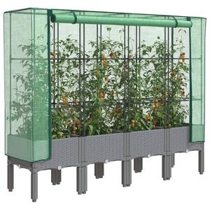 Rattan megjelenésű magaságyás melegháztakaróval 160x40x140 cm