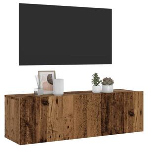 Antik fa színű szerelt fa fali TV-szekrény 100 x 30 x 30 cm