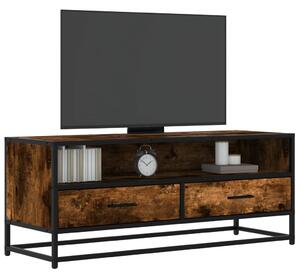 Füstös tölgy színű szerelt fa és fém TV-szekrény 100x34,5x40 cm