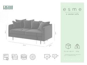 Esme mézsárga bársony kanapé, 176 cm - Ghado