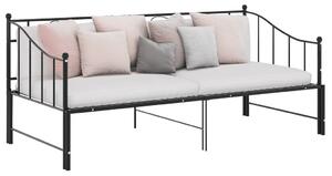Fekete fém kihúzható kanapéágykeret 90 x 200 cm